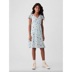 GAP × DÔEN Girls Floral Dress in Dublin Blue Size LARGE